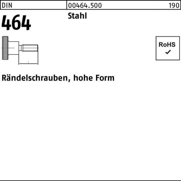 Rändelschraube DIN 464 hohe FormM8x 10 Stahl 25 Stück