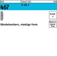 Rändelmutter DIN 467 niedrige FormM8 A 1/A 2 10 Stück