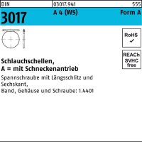 Schlauchschelle DIN 3017 W5 Schneckenantrieb 35- 50/12 C7 A 4 50 Stück