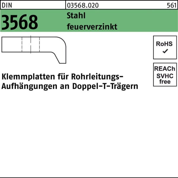 Klemmplatte DIN 3568 60/12 - M16 Stahl feuerverz. 1 Stück