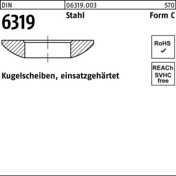 Kugelscheibe DIN 6319 FormC C13x24x4,6 Stahl einsatzgehärtet 50 Stück