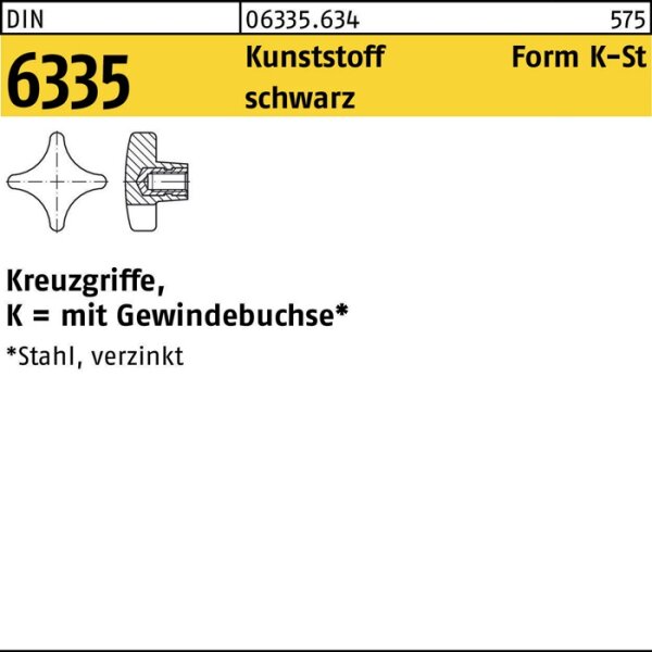Kreuzgriff DIN 6335 Gewindedurchloch K 40 M8 Ku. sw 10 Stück