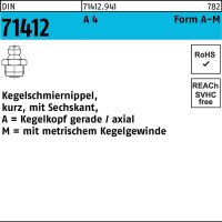 Kegelschmiernippel DIN 71412 FormA-M AM 6x 1 SW 7 A 4 50...