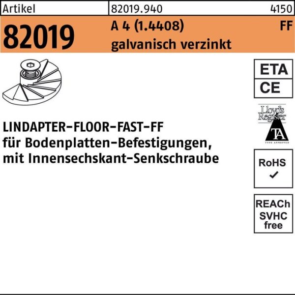 Lindapter Klemme R 82019 FF FF 08 A 4 (1.4408) A 4 (1.4408) 1 Stück