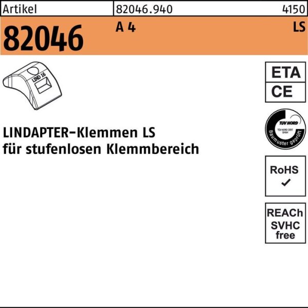Lindapter Klemme R 82046 LS 20/3 - 30 A 4 1 Stück