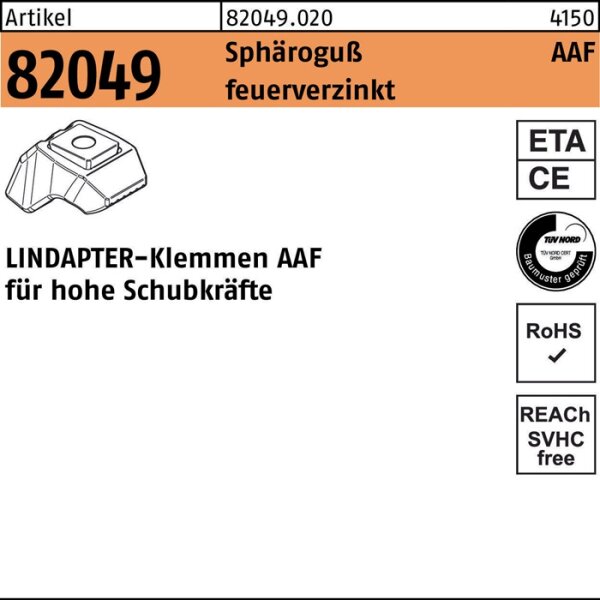 Klemme R 82049 AAF M12 Sphäroguß feuerverz. 1 Stück LINDAPTER