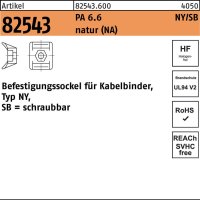 Befestigungssockel R 82543 f.Kabelb. NY-/SB 8 PA 6.6 NA 1000St. HELLERMANNTYTON