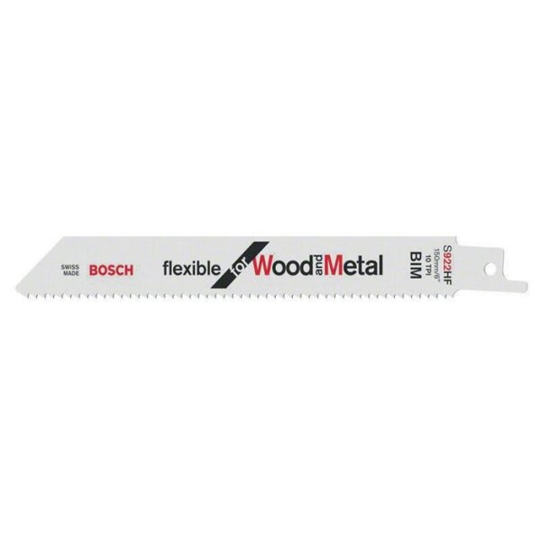 Bosch Säbelsägeblatt S 922 HF Länge 150 mm Breite 19 mm Zahnteilung TPI 10 2,5 mm geschränkt, gefräst 100 Stück / Karte