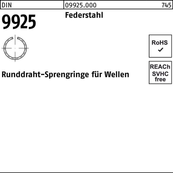 Sprengring DIN 9925 30 Federstahl Runddraht 500 Stück
