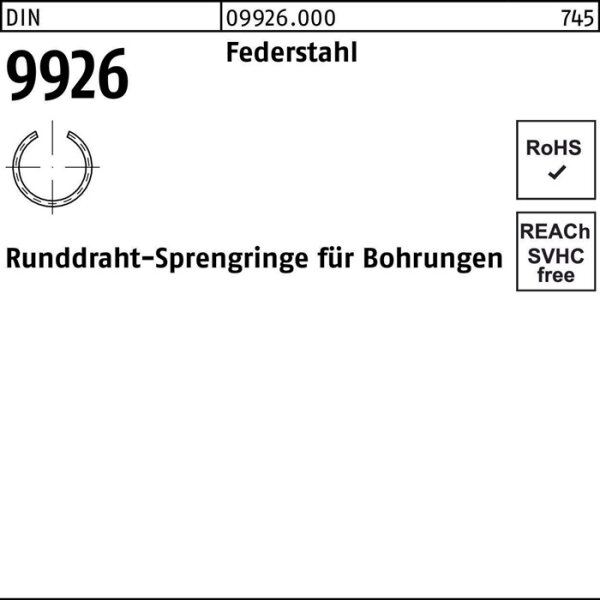 Sprengring DIN 9926 18 Federstahl Runddraht 2000 Stück