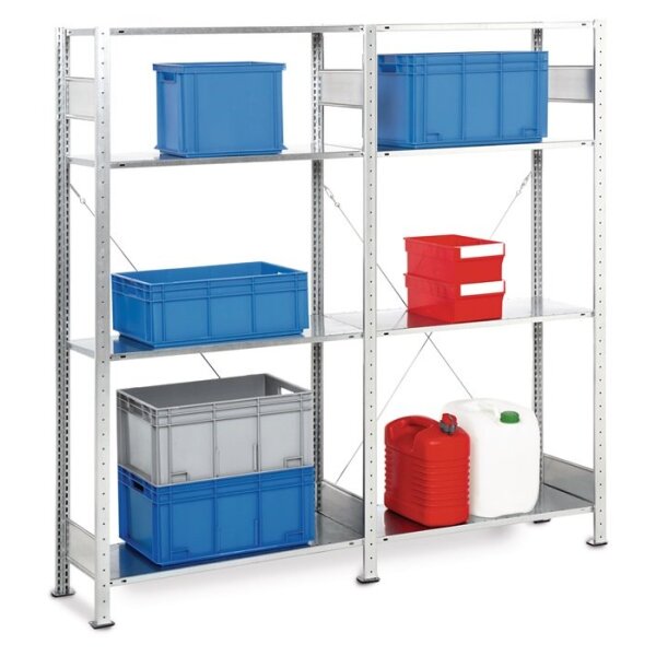 Schulte Steckregal H2000xB2000xT400mm Grund-/Anbauregal verzinkt 8 Stahlböden Tragfähigkeit 150 kg Feldlast 1300 kg