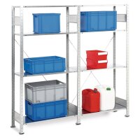 Schulte Steckregal H2000xB2000xT400mm Grund-/Anbauregal verzinkt 8 Stahlböden Tragfähigkeit 150 kg Feldlast 1300 kg