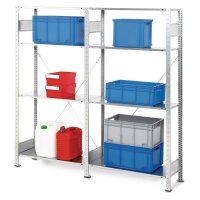 Schulte Steckregal H2000xB2000xT400mm Grund-/Anbauregal verzinkt 8 Stahlböden Tragfähigkeit 150 kg Feldlast 1300 kg