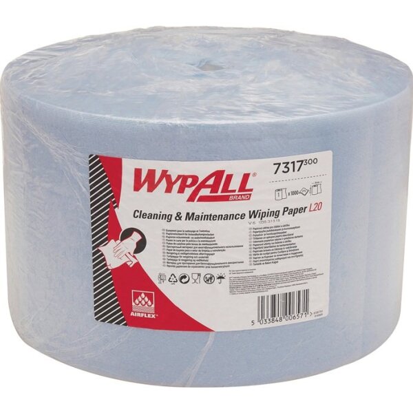 Kimberly-clark Wischtuch WYPALL* L20 EXTRA+ 7317 L.ca.380 mmxB.ca.235 mm blau 2-lagig
