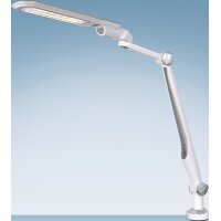 Hansa Schreibtischleuchte LED Multiflex ABS, Eisen, PS weiß/silber Höhe 600 mm mit Standfuß und Klemme LED