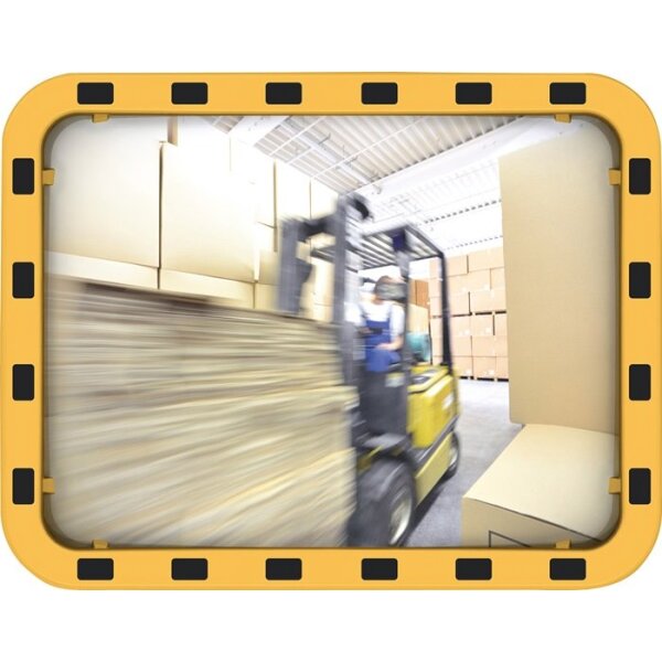 Dancop Sicherheits-/Verkehrsspiegel H600xB800mm Acryl, gelb/schwarz 22 m ca. 110°-Blickwinkel