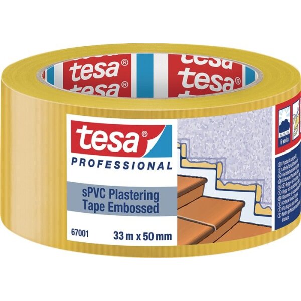 Tesa PVC Putzband 67001 quergerillt gelb Länge 33 m Breite 50 mm