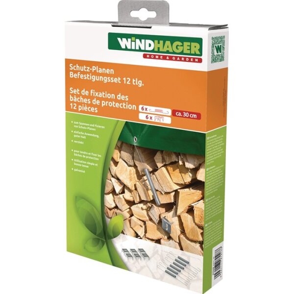 Windhager Schutzplanen Befestigungsset 6 Spannfedern und 6 Holzkrallen Länge 30 cm
