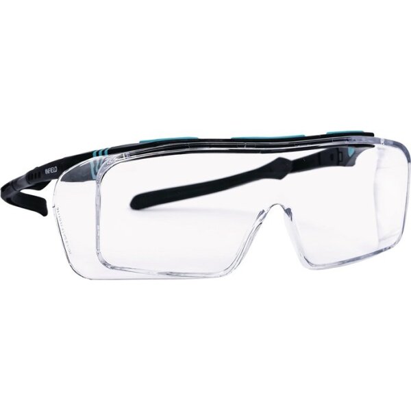 Infield safety Über- und Besucherbrille Ontor EN 166 Fassung: schwarz türkis Scheibe: klar Polycarbonat