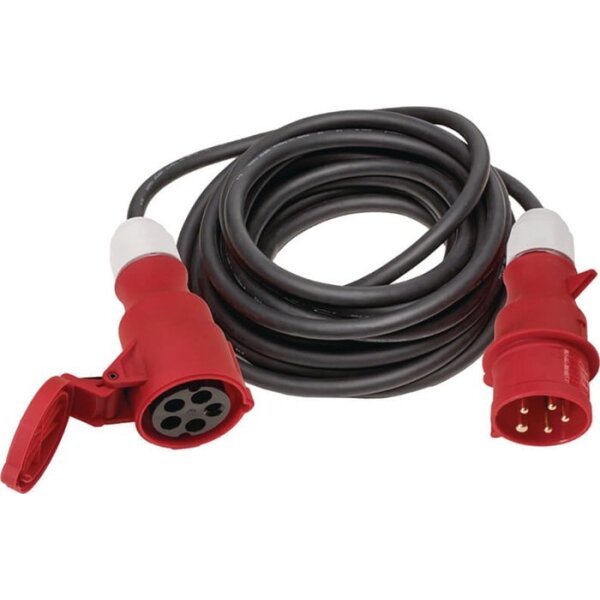 Weingärtner CEE-Verlängerung mit Phasenwendestecker 32 A 400 V 10 m H07RN-F 5 x 4 mm² schwarz IP44