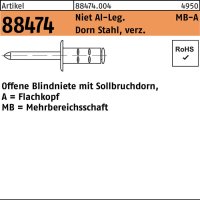 Blindniete R 88474 FLAKO 3,2x8 Niet Aluminium/Dorn Stahl verz. 1000St. GESIPA