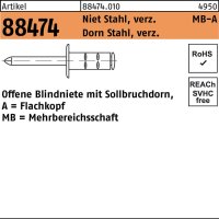 Blindniete R 88474 FLAKO 3,2x11 Niet Stahl verz./Dorn Stahl verz. 1000St. GESIPA