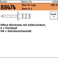 Blindniete R 88474 FLAKO 3,2x 8 Niet Aluminium/Dorn A 2...
