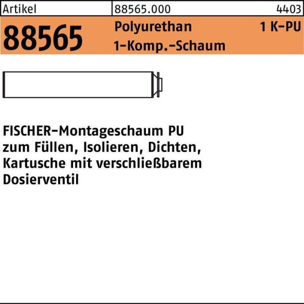Fischer Montageschaum R 88565 PU 1 500 Polyurethan 12 Stück