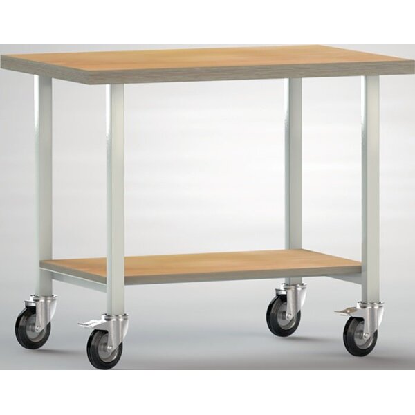 Klw-lutz betriebseinrichtungen Werkbank B1000xT700xH840mm Buche Multiplex lichtgrau, RAL 7035 Anzahl Ablageböden 1