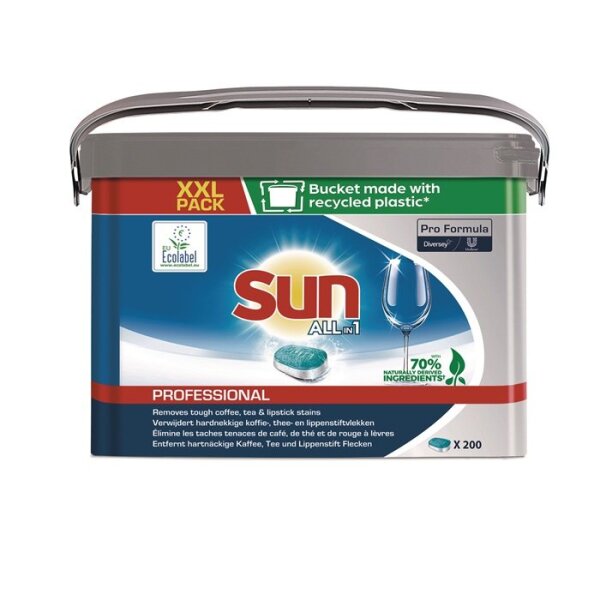 Sun Geschirrreiniger-Tabs Professional All in 1 200 Tabs Eimer