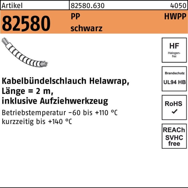 Kabelbündelschlauch R 82580 Helawrap HELLERMANNTYTON