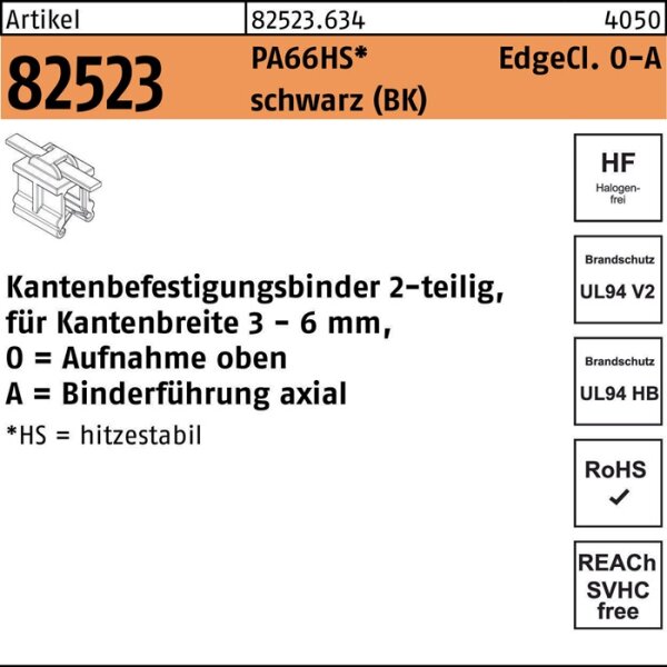 Befestigungsbinder R 82523 m.Edgeclip HELLERMANNTYTON