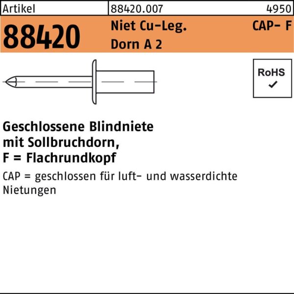 Blindniete R 88420 Flachrundkopf GESIPA