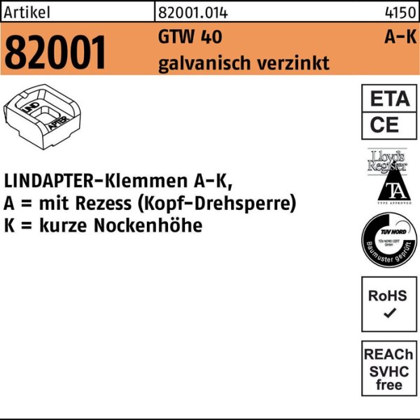 Klemmen R 82001 GTW 40 LINDAPTER