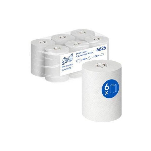 Scott Handtuchrolle Scott® ControlT EXTRA STRONG 19,8 cm x 300 m (B x L) AirflexT weiß 6 Rl./Pack.