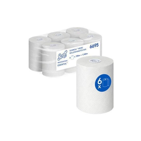 Scott Handtuchrolle Scott® EssentialT 19,8 cm x 190 m (B x L) AirflexT weiß 6 Rl./Pack.