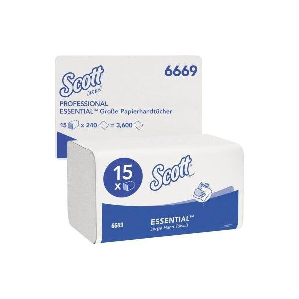 Scott Papierhandtuch Scott® EssentialT 31,8 x 20 cm (B x L) AirflexT weiß 15 x 240 Bl./Pack.