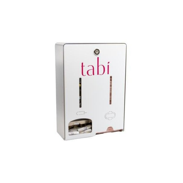 Tabi Tampon- und Bindenspender tabi 21,3 x 30,2 x 9,3 cm (B x H x T) 40 Binden 160 Tampons Edelstahl weiß