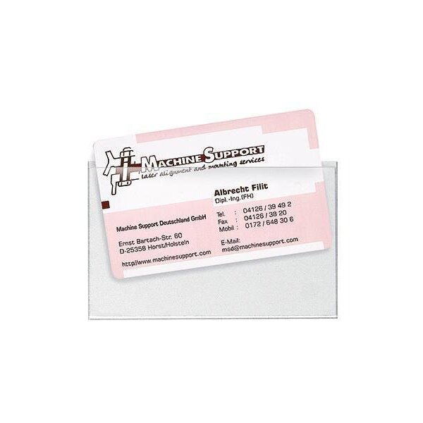 Veloflex Visitenkartentasche Veloflex VELOCOLL® Dicke der Folie Vorderseite: 0,14mm Dicke der Folie Rückseite: 0,10mm oben offen selbstklebend Polypropylen glasklar 100 St./Pack.