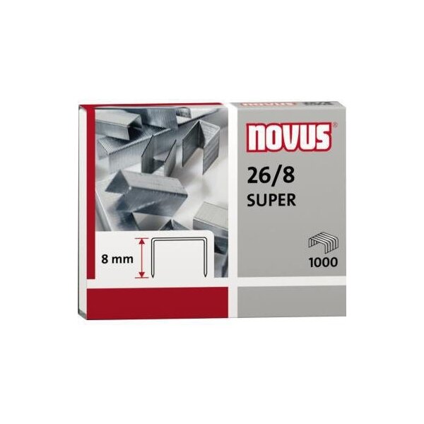 Novus Heftklammer NOVUS 26/8 Heftgeräte Stahl verzinkt 1.000 St./Pack.