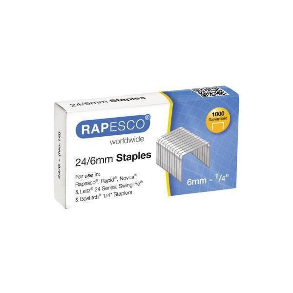 Rapesco Heftklammer RAPESCO 24/6 Rapesco® Rapid® Novus® Leitz® 24 Series Swingline® Boston® Stahl verzinkt 1.000 St./Pack.