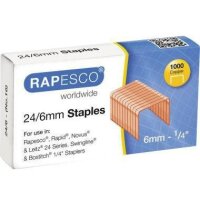 Rapesco Heftklammer RAPESCO 24/6 Stahl verkupfert 1.000...