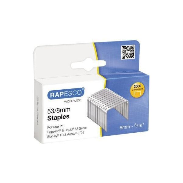 Rapesco Heftklammer RAPESCO 53/8 Rapesco® 53 Series Rapid® 53 Series Stanley® TR Arrow® JT21 Stahl 2.000 St./Pack.