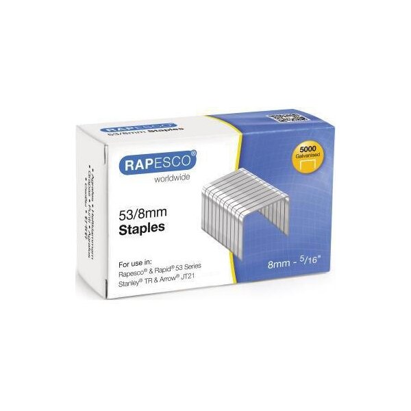 Rapesco Heftklammer RAPESCO 53/8 Rexel Rapid Leitz Novus Esselte Arrow Stanley Stahl 5.000 St./Pack.