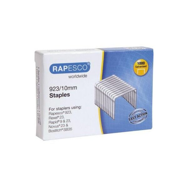 Rapesco Heftklammer RAPESCO 923/10 Rapesco® 923 Rapid® 9 -23 Rexel® 23 Novus® 23 Bostitch® SB35 Stahl 1.000 St./Pack.
