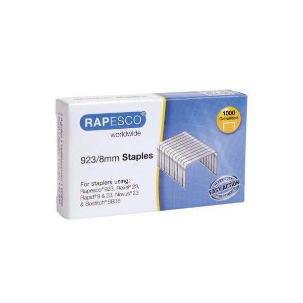 Rapesco Heftklammer RAPESCO 923/8 Rapesco® 923 Rapid® 9 -23 Rexel® 23 Novus® 23 Bostitch® SB35 Stahl 1.000 St./Pack.