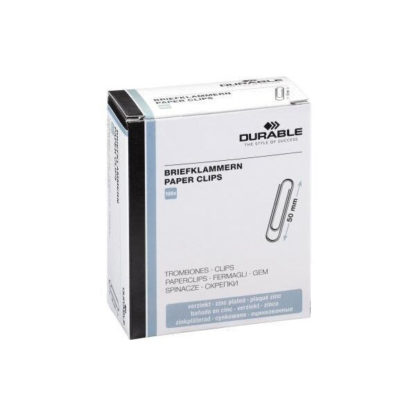 Durable Büroklammer DURABLE runde Form 50mm Metall zink 100 St./Pack.