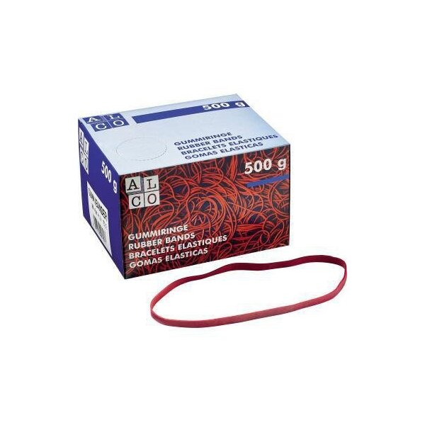 Alco Gummiband ALCO 6 x 200 mm (B x L) Kautschuk rot 500 g/Pack.