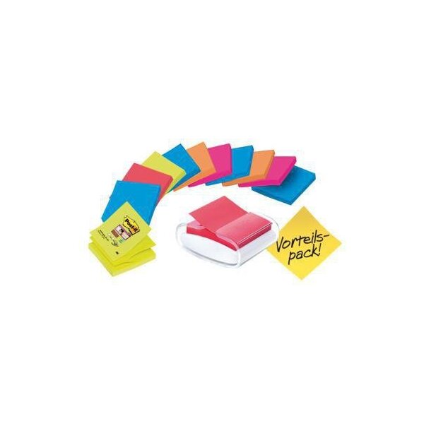 Post-it Haftnotizspender Post-it® Super Sticky Z-Notes 76 x 76 mm (B x H) Kunststoff weiß/transparent