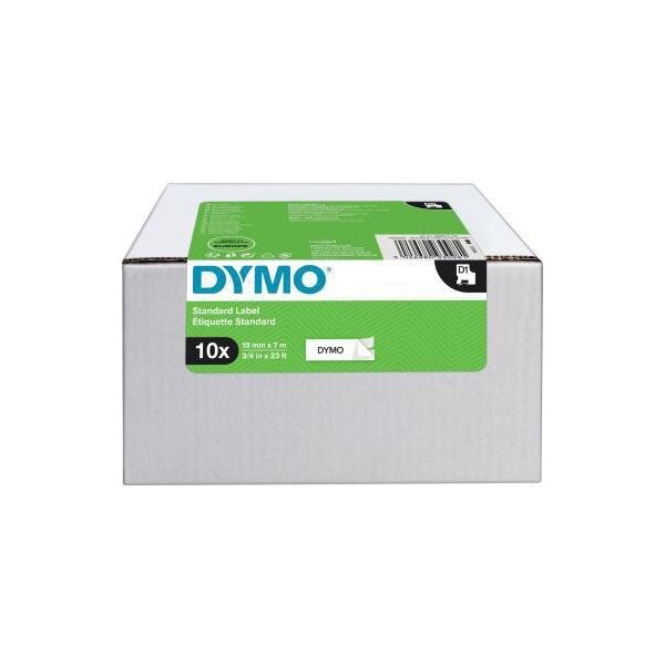 Dymo Schriftbandkassette DYMO® D1 19 mm x 7 m (B x L) weiß schwarz 10 St./Pack.